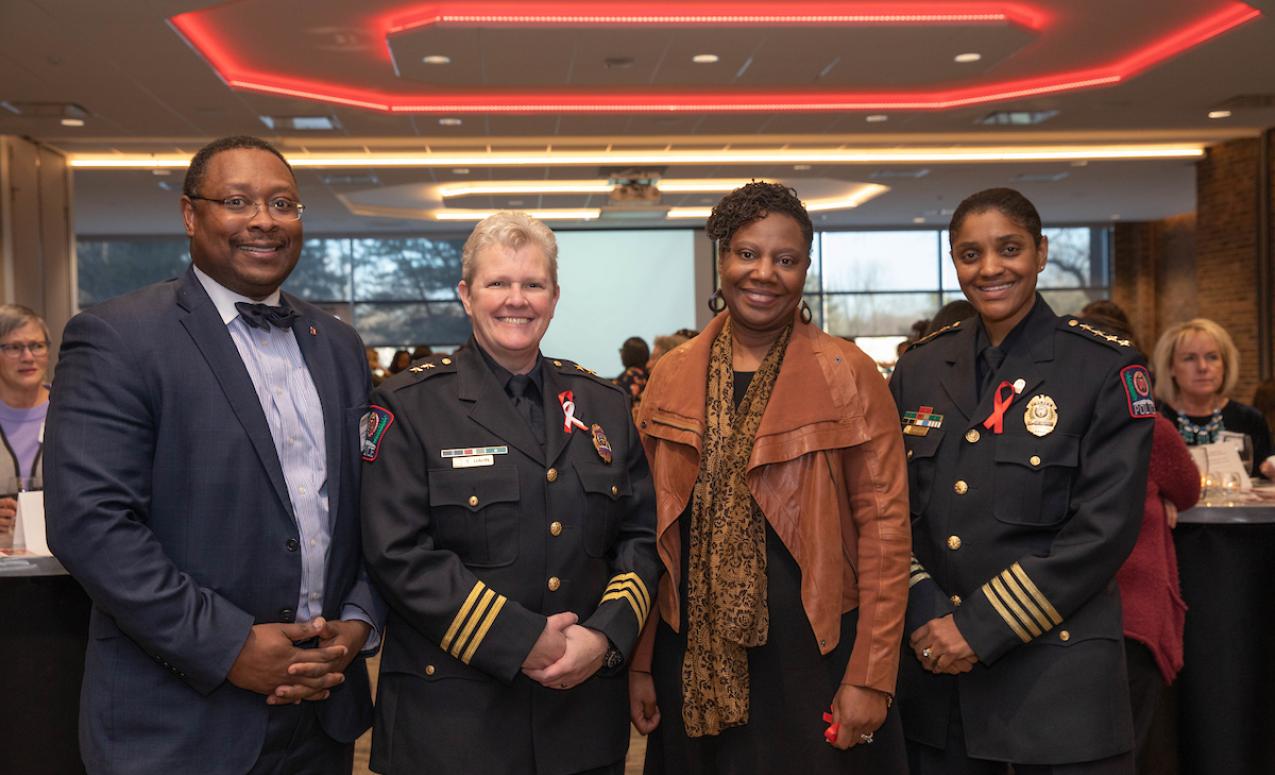 Dr Moore, Deputy Police Chief, Jennifer Beard, Chief of Police at 2019 reception