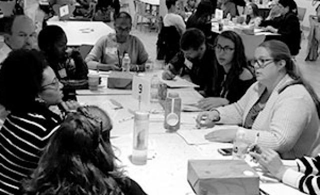 Groups of women having discussions