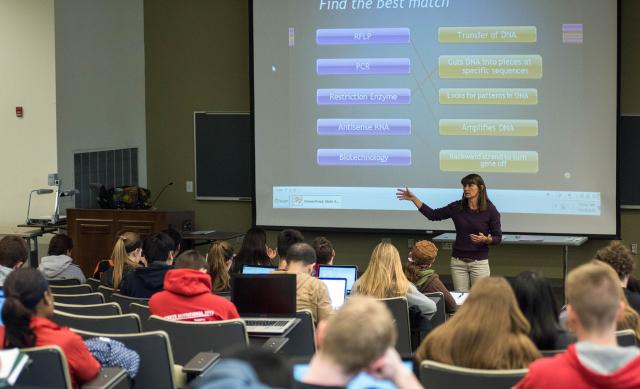 Woman professor teaching