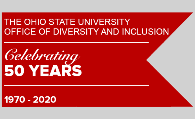 Red logo for Office of Diversity & Inclusion 50th Anniversary