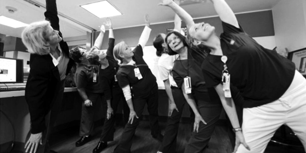 Image of Nurses Doing Yoga to Combat Stress