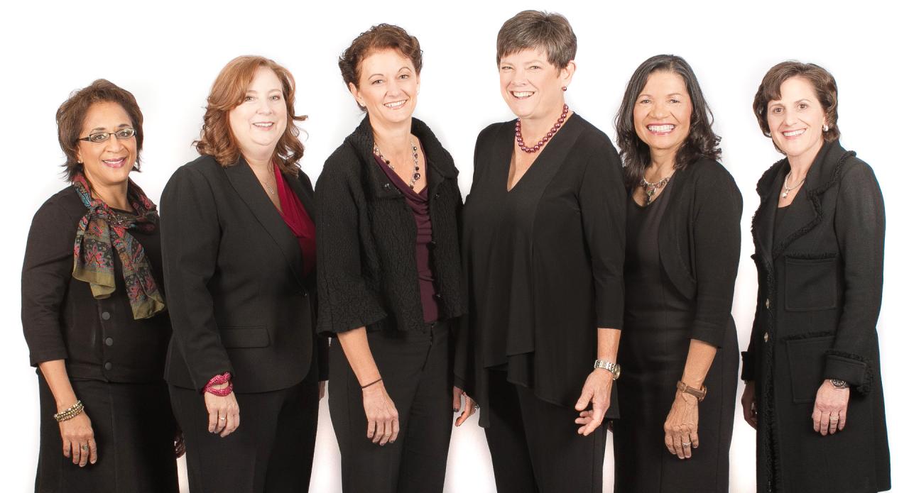 The six YWCA 2020 Women of Achievement pose standing in front of a white background