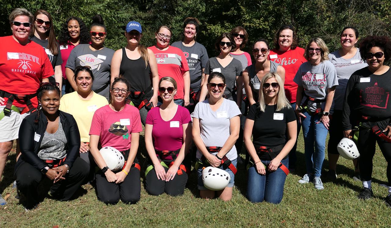 Outside group photo of members of the 2019-20 Staff Leadership Series