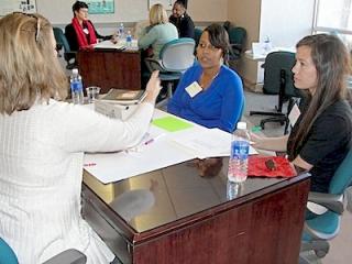 Women in small group discussion