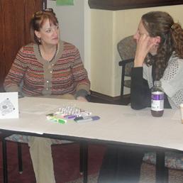 Three women having conversation