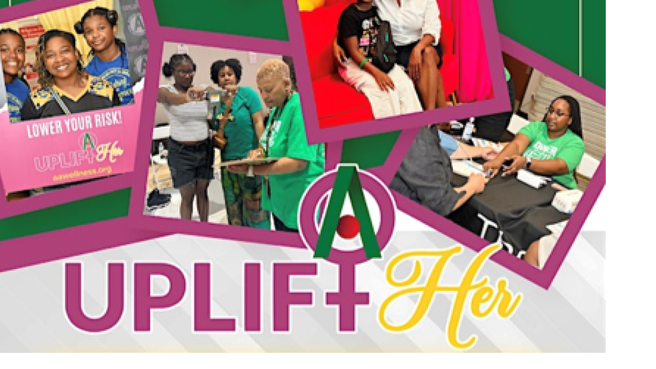 a flyer for an event with text that says Uplift Her 